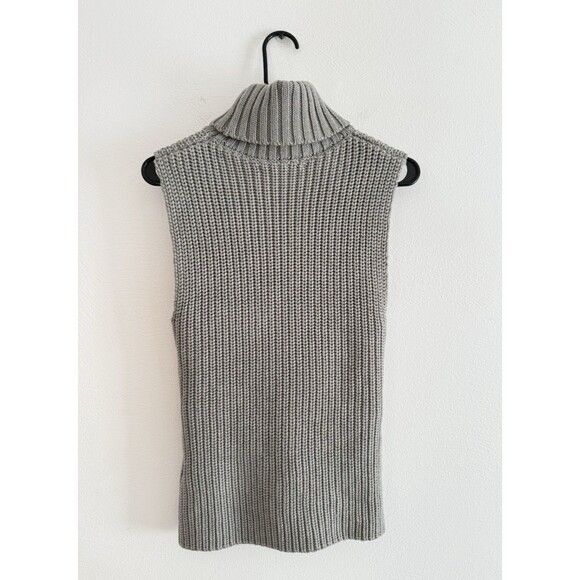 Zara Side Button Turtleneck Sweater Vest Women Size S Gray Sleeveless - Picture 3 of 9
